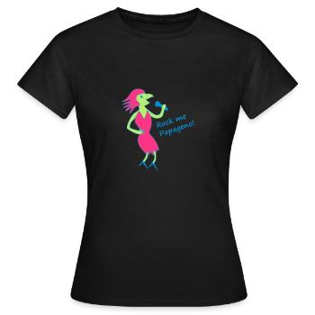 Papagena - in your desired colours - Women's T-Shirt - black - Front - AI Model Female 172 dark (172cm)