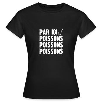 poissons poissons poissons - T-shirt Femme - noir - Devant - AI Model Female 172 dark (172cm)