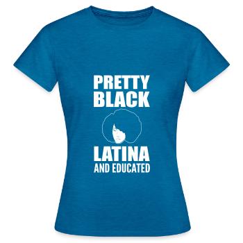 Afro Latina - T-shirt Femme - bleu saphir antique chiné - Devant - AI Model Female 172 dark (172cm)
