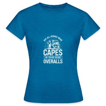 Not all heroes wear capes My father wears - Women's T-Shirt - antique blue sapphire heather - Front - AI Model Female 172 dark (172cm)