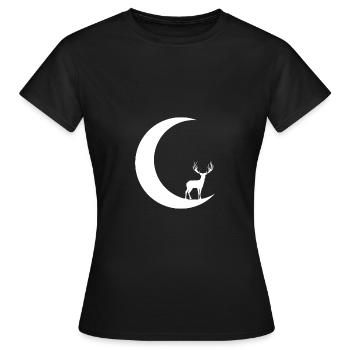 Mondsichel - Rotwild - - Frauen T-Shirt - Schwarz - Vorne - AI Model Female 172 dark (172cm)