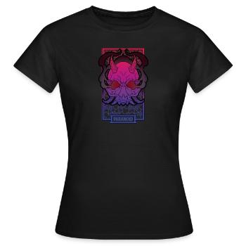 Paranoid Japanese Cyber Demon Design - Frauen T-Shirt - Schwarz - Vorne - AI Model Female 172 dark (172cm)