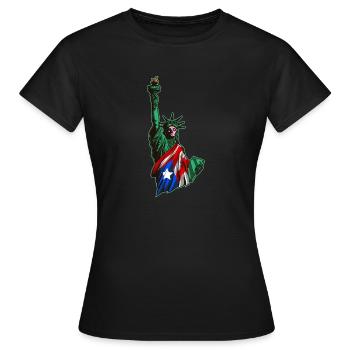 Proud To Be Puerto Rican American - Statue Of - Frauen T-Shirt - Schwarz - Vorne - AI Model Female 172 dark (172cm)