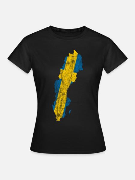 Schweden Schwedische Flagge Silhouette Reise - Dame-T-shirt - sort