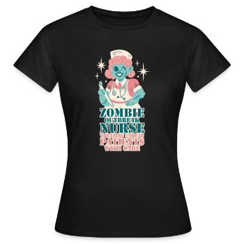 Ausbruch der Zombies Krankenschwester Halloween Party Gag - Frauen T-Shirt - Schwarz - Vorne - AI Model Female 172 dark (172cm)