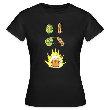 Bier Fusion Hopfen Malz Anime Manga Biertrinker - Frauen T-Shirt - Schwarz - Vorne - AI Model Female 172 dark (172cm)