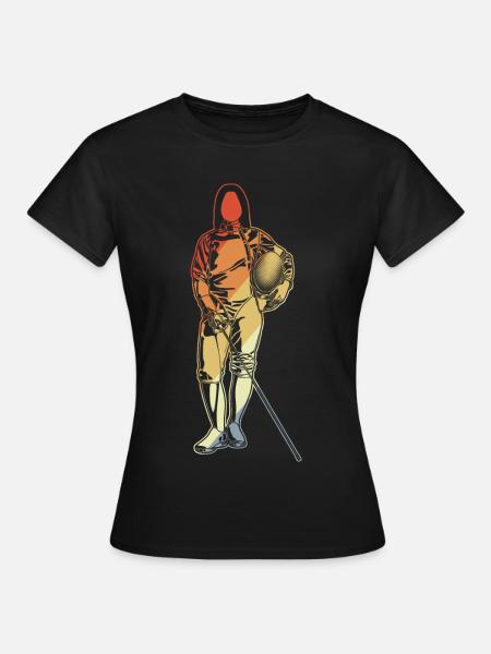 Fechten Mädchen Zeichnung - Frauen T-Shirt - Schwarz