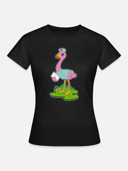 Flamingo Krankenschwester - Frauen T-Shirt - Schwarz