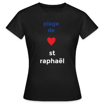 Un amour sincère pour la Plage de Saint-Raphaël - T-shirt Femme - noir - Devant - AI Model Female 172 dark (172cm)