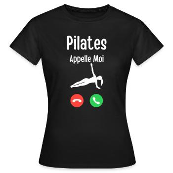Pilates Call Me Illustration - Women's T-Shirt - black - Front - AI Model Female 172 dark (172cm)