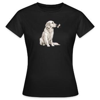 Golden Retriever Dragonfly Dog Motif for Dog Fans - Women's T-Shirt - black - Front - AI Model Female 172 dark (172cm)