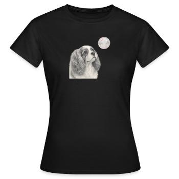 Cavalier King Charles Spaniel Dog Retro Motif - Women's T-Shirt - black - Front - AI Model Female 172 dark (172cm)