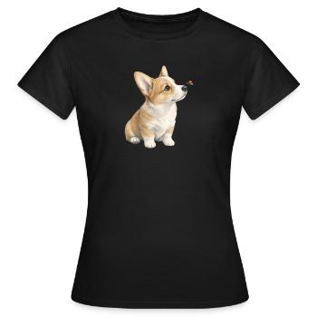 Motif de chien corgi avec cadeau coccinelle - T-shirt Femme - noir - Devant - AI Model Female 172 dark (172cm)