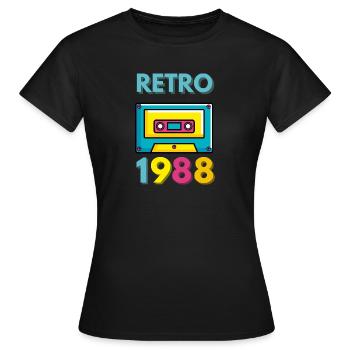 Retro 1988 Kassette 34 Jahre alt Geburtstag - Frauen T-Shirt - Schwarz - Vorne - AI Model Female 172 dark (172cm)