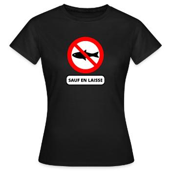 poisson interdit - T-shirt Femme - noir - Devant - AI Model Female 172 dark (172cm)