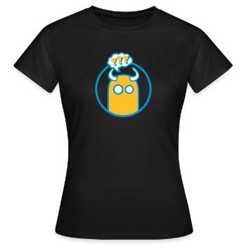 Mignon personnage de dessin animé (point d’interrogation, cercle) - T-shirt Femme - noir - Devant - AI Model Female 172 dark (172cm)