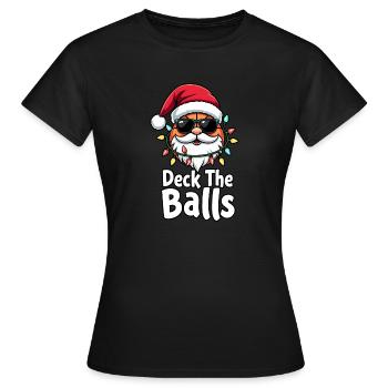 Basketball Im Weihnachtsmannkostüm Deck The Balls - Frauen T-Shirt - Schwarz - Vorne - AI Model Female 172 dark (172cm)