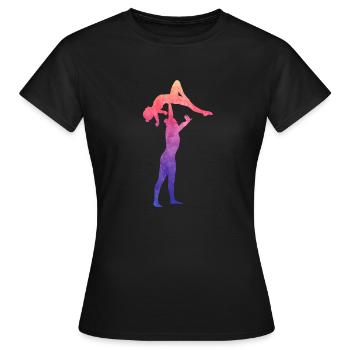 Acro Damen Paar Rücken Hirsch - Frauen T-Shirt - Schwarz - Vorne - AI Model Female 172 dark (172cm)