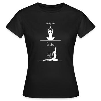 inspire expire yoga humour - T-shirt Femme - noir - Devant - AI Model Female 172 dark (172cm)