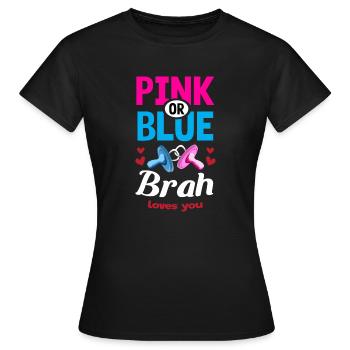 Brah rose ou bleu vous aime Genre Reveal Party - T-shirt Femme - noir - Devant - AI Model Female 172 dark (172cm)