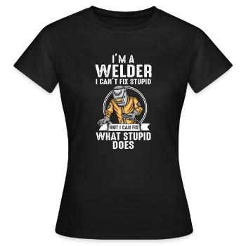 Vintage Funny Welders Design Apparel - Frauen T-Shirt - Schwarz - Vorne - AI Model Female 172 dark (172cm)