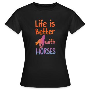 Funny Horse Saying Riding Horse - Women's T-Shirt - black - Front - AI Model Female 172 dark (172cm)