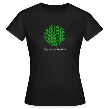 Flower of Life. Life is wonderful. - Women's T-Shirt - black - Front - AI Model Female 172 dark (172cm)