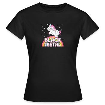Cool ironic black metal music unicorn - Women's T-Shirt - black - Front - AI Model Female 172 dark (172cm)