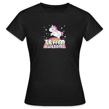 Cooles Einhorn Spruch Team Awesome Vintage Shirt - Frauen T-Shirt - Schwarz - Vorne - AI Model Female 172 dark (172cm)