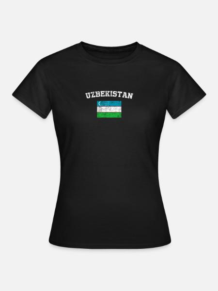 Uzbek Flag Shirt - Vintage Uzbekistan T-Shirt - Women's T-Shirt - black