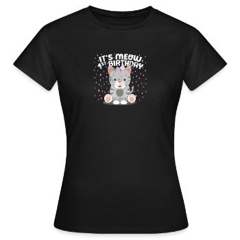 Cute cat birthday kitten party 1 years - Women's T-Shirt - black - Front - AI Model Female 172 dark (172cm)