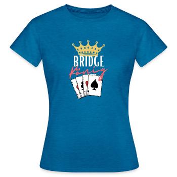Bridge König - Frauen T-Shirt - Antikblaues Saphir meliert - Vorne - AI Model Female 172 dark (172cm)
