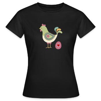 Henne mit Ei - Frauen T-Shirt - Schwarz - Vorne - AI Model Female 172 dark (172cm)