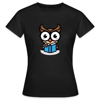 HIBOU WER LIEST - Frauen T-Shirt - Schwarz - Vorne - AI Model Female 172 dark (172cm)