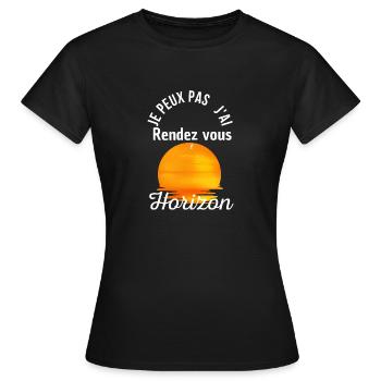 Ich kann nicht, ich habe einen Termin am Horizont - Frauen T-Shirt - Schwarz - Vorne - AI Model Female 172 dark (172cm)