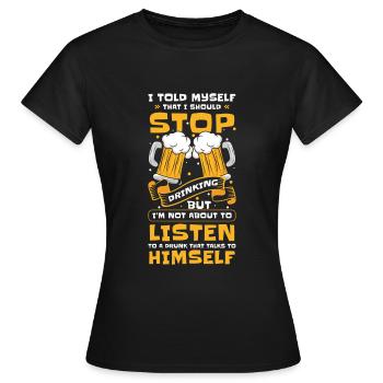 Fête de la bière Humour Schnaps - T-shirt Femme - noir - Devant - AI Model Female 172 dark (172cm)