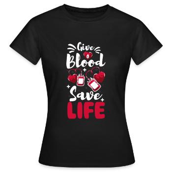 Blutspender Helfen Sozial - Frauen T-Shirt - Schwarz - Vorne - AI Model Female 172 dark (172cm)