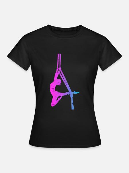 Aerial Dancer Silhouette Aerial Silk Yoga - Frauen T-Shirt - Schwarz