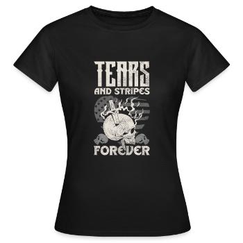 Emoticon Emo Tears and Stripes Forever Emocore - Frauen T-Shirt - Schwarz - Vorne - AI Model Female 172 dark (172cm)