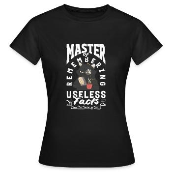Master of Remembering Useless Facts Funny Cat - Frauen T-Shirt - Schwarz - Vorne - AI Model Female 172 dark (172cm)