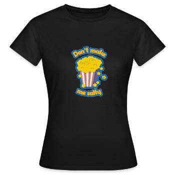 Popcorn - sucré - ne me sale pas - T-shirt Femme - noir - Devant - AI Model Female 172 dark (172cm)