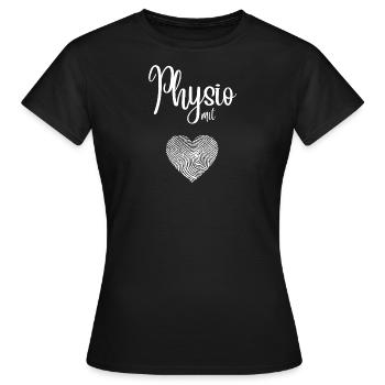 Physio avec cœur - Conception pour les physiothérapeutes - T-shirt Femme - noir - Devant - AI Model Female 172 dark (172cm)