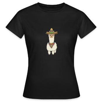 Alpaga avec sombrero - T-shirt Femme - noir - Devant - AI Model Female 172 dark (172cm)