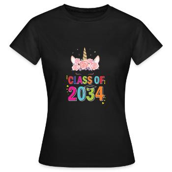 Nettes Einhorn erster Schulklasse 2034 Wachsen Sie - Frauen T-Shirt - Schwarz - Vorne - AI Model Female 172 dark (172cm)