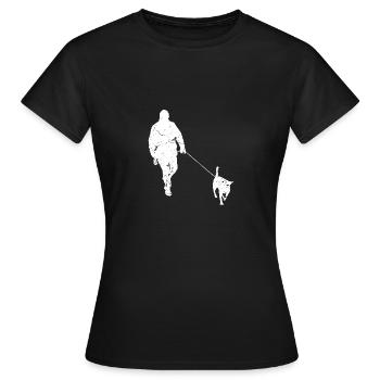 Promenade avec chien promenade en laisse - T-shirt Femme - noir - Devant - AI Model Female 172 dark (172cm)