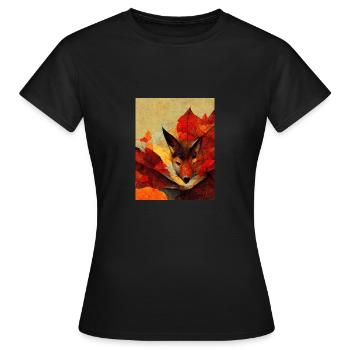 Fuchs im Blätter Wald versteckt - Frauen T-Shirt - Schwarz - Vorne - AI Model Female 172 dark (172cm)