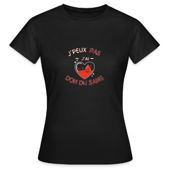 Ich kann nicht, ich kann kein Blut spenden - Frauen T-Shirt - Schwarz - Vorne - AI Model Female 172 dark (172cm)