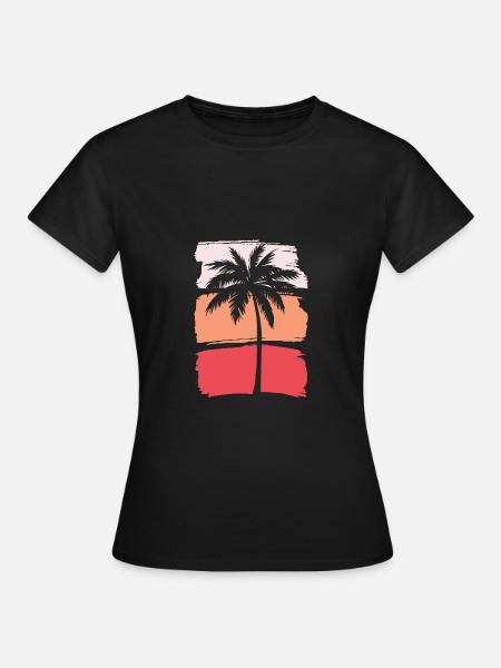 Palme Silhouette - Frauen T-Shirt - Schwarz
