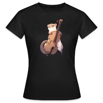 Cute mongoose playing cello - Women's T-Shirt - black - Front - AI Model Female 172 dark (172cm)