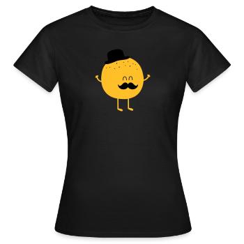 Funny Orange with Mustache - T-shirt Femme - noir - Devant - AI Model Female 172 dark (172cm)